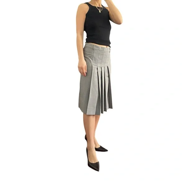 Theory Wool Blend Gray Pleated Skirt Size US 2 - Picture 2 of 9